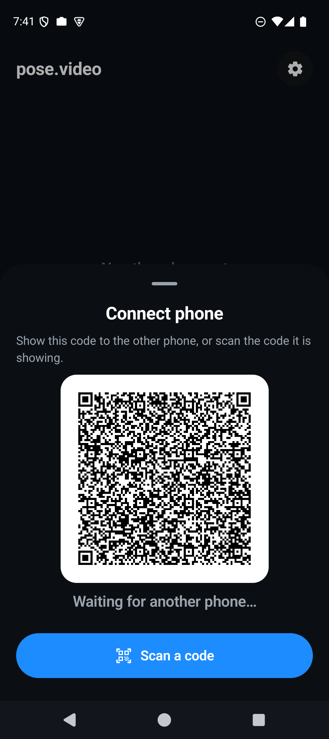 Connect sheet with pairing QR and scan button